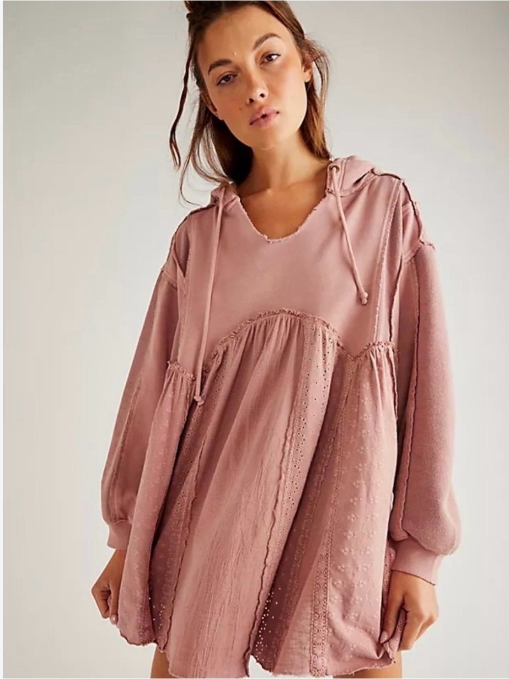▪️NWOT Free People Juniper Cotton Pullover Sweatshirt in Rosie Pink-S